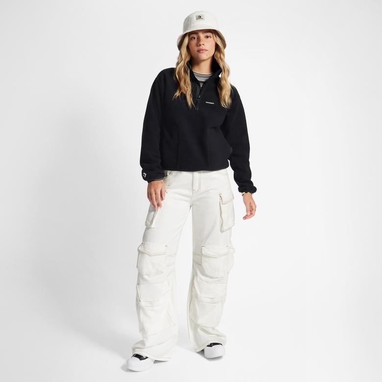 Converse Polar Fleece Popover Kadın Siyah Sweatshirt