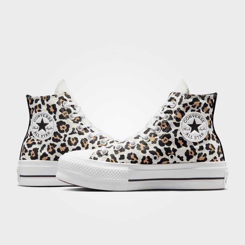 Converse Chuck Taylor All Star Lift Platform Leopard Love Kadın Beyaz Sneaker