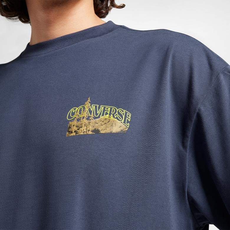 Converse Mountain Remix Graphic Unisex Lacivert T-Shirt