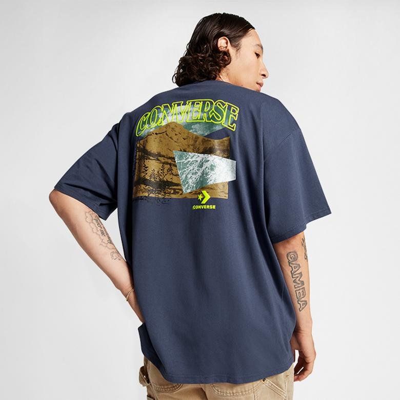 Converse Mountain Remix Graphic Unisex Lacivert T-Shirt