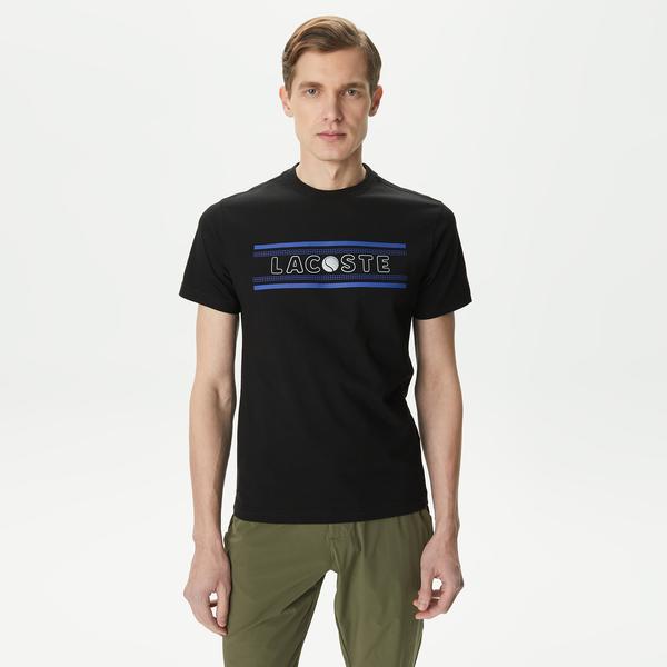 Lacoste Erkek Regular Fit Bisiklet Yaka Baskılı Siyah T-Shirt