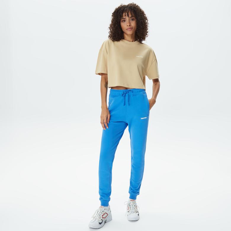 UNITED4 Kadın Bej Crop T-Shirt
