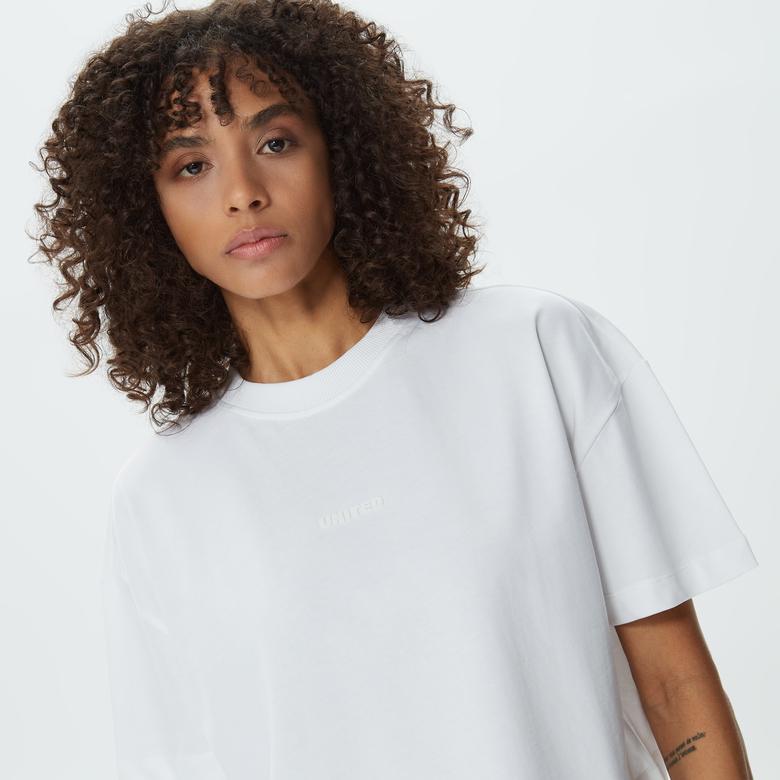 UNITED4 Kadın Beyaz Crop T-Shirt