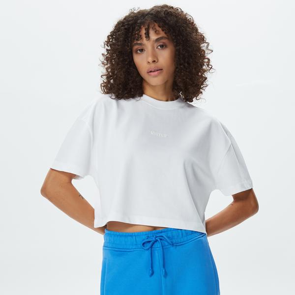 UNITED4 Classic Kadın Beyaz Crop T-Shirt