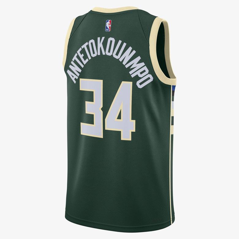 Nike Milwaukee Bucks Icon Erkek Yeşil Basketbol Forması