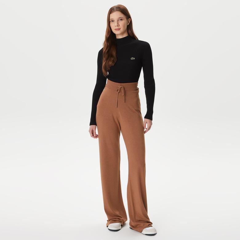 Lacoste Kadın Slim Fit Dik Yaka Siyah Kazak