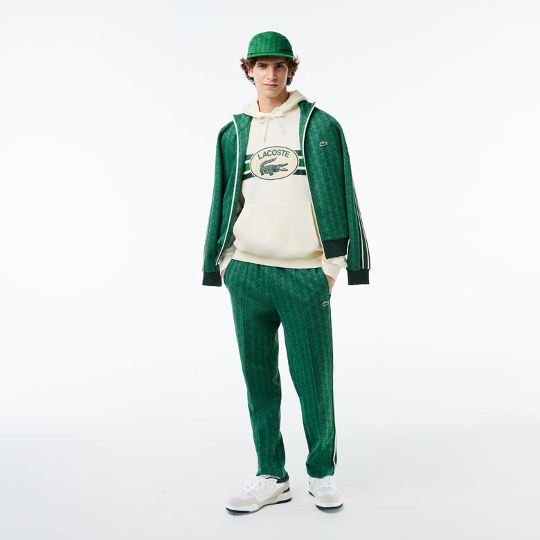 Lacoste Erkek Classic Fit Kapüşonlu Baskılı Beyaz Sweatshirt