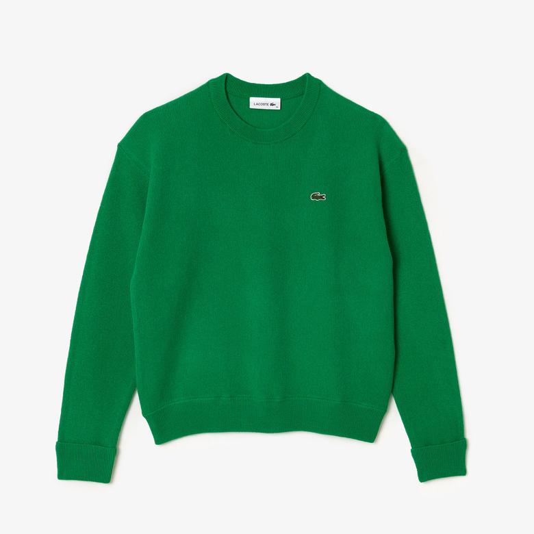 Lacoste Yün Kadın Bisiklet Yaka Yeşil Kazak