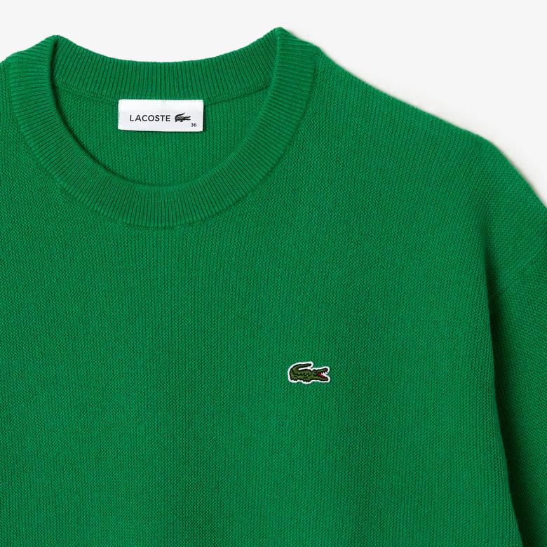 Lacoste Yün Kadın Bisiklet Yaka Yeşil Kazak