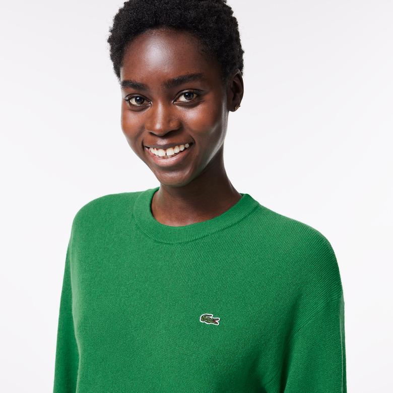 Lacoste Yün Kadın Bisiklet Yaka Yeşil Kazak