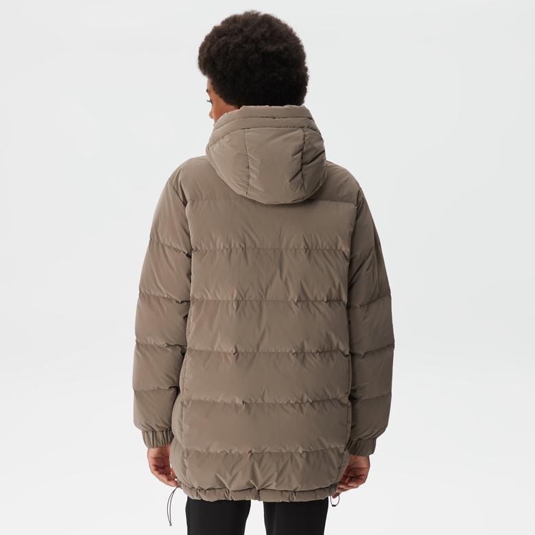 Lacoste Kadın Kapüşonlu Çift Taraflı Beyaz Şişme Mont
