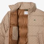 Lacoste Erkek Kapüşonlu Desenli Bej Mont