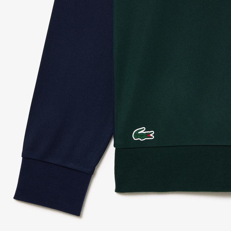 Lacoste SPORT Erkek Classic Fit Bisiklet Yaka Baskılı Lacivert Sweatshirt