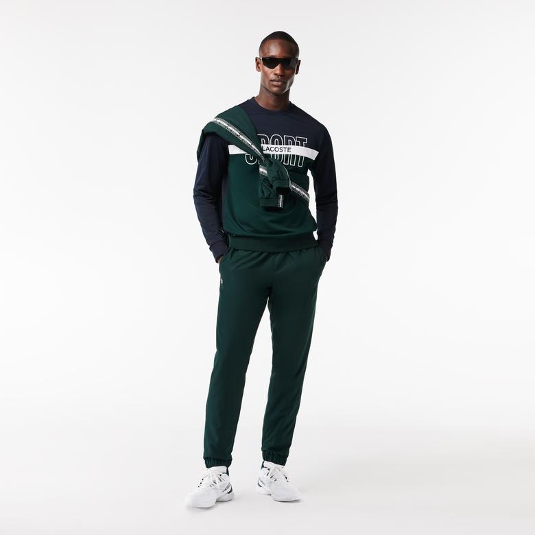 Lacoste SPORT Erkek Classic Fit Bisiklet Yaka Baskılı Lacivert Sweatshirt