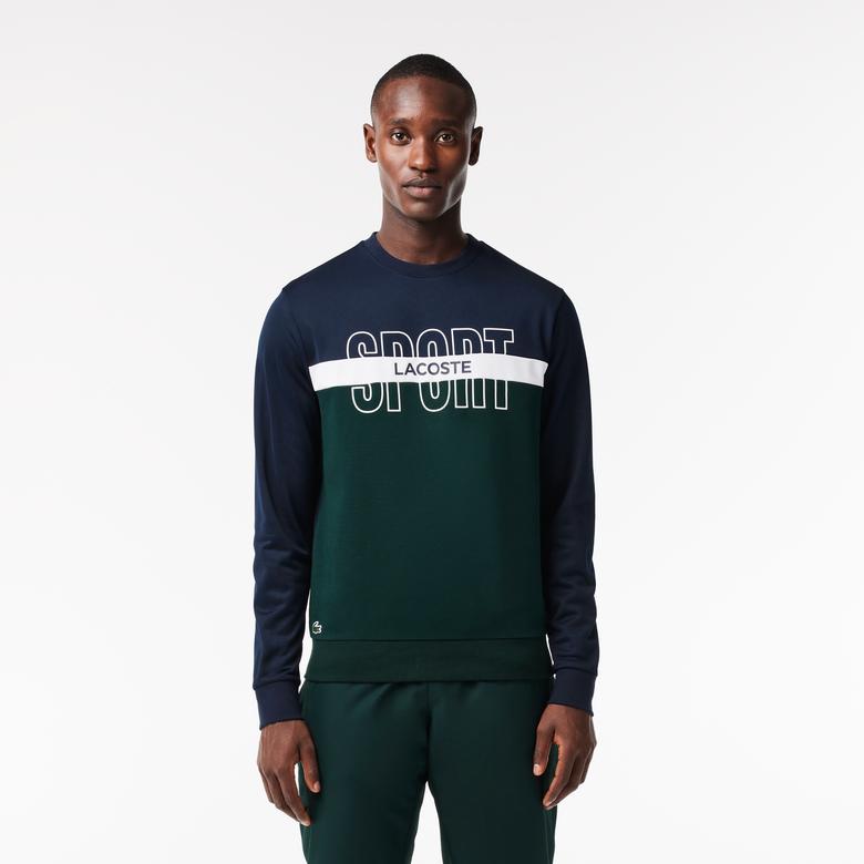 Lacoste SPORT Erkek Classic Fit Bisiklet Yaka Baskılı Lacivert Sweatshirt