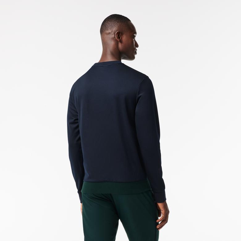 Lacoste SPORT Erkek Classic Fit Bisiklet Yaka Baskılı Lacivert Sweatshirt