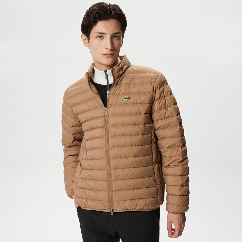 Lacoste Erkek Dik Yaka Kapitone Kahverengi Mont