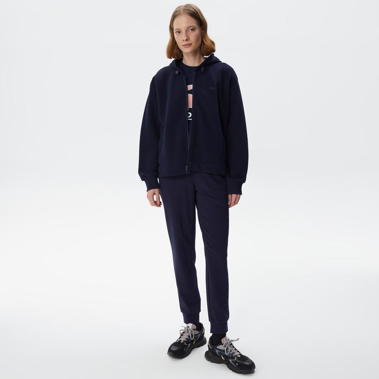Lacoste Kadın Relaxed Fit Kapüşonlu Lacivert Sweatshirt