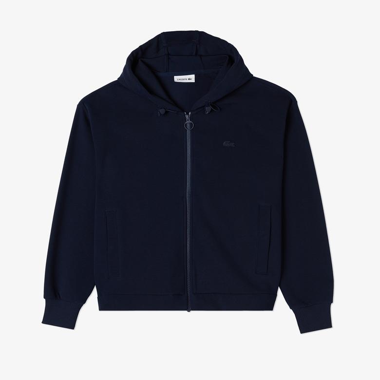 Lacoste Kadın Relaxed Fit Kapüşonlu Lacivert Sweatshirt