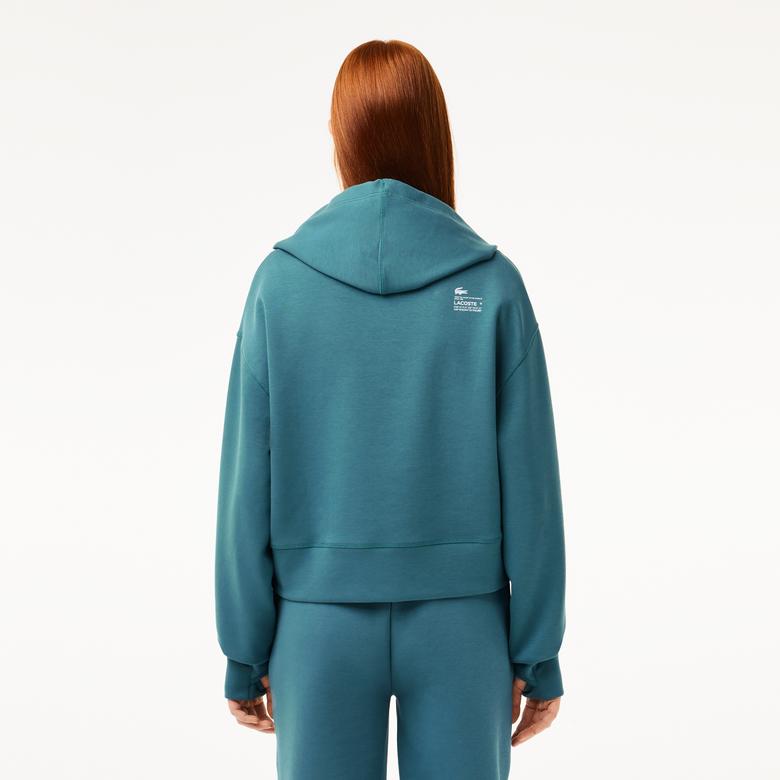 Lacoste Kadın Kapüşonlu Mavi Sweatshirt
