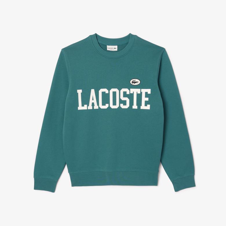 Lacoste Erkek Classic Fit Bisiklet Yaka Baskılı Mavi Sweatshirt
