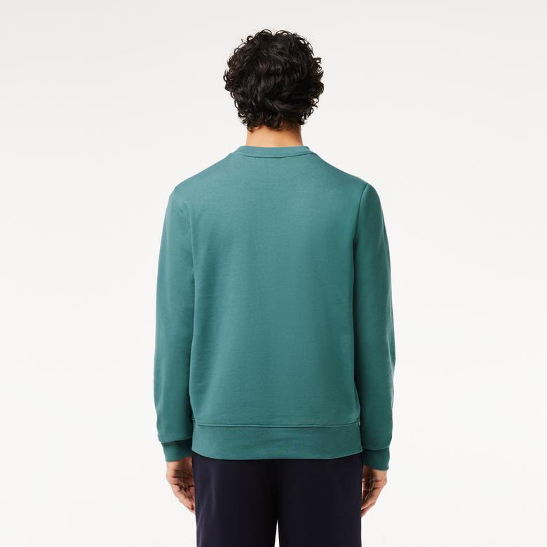 Lacoste Erkek Classic Fit Bisiklet Yaka Baskılı Mavi Sweatshirt