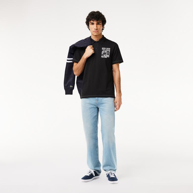 Lacoste Erkek Regular Fit Baskılı Siyah Polo