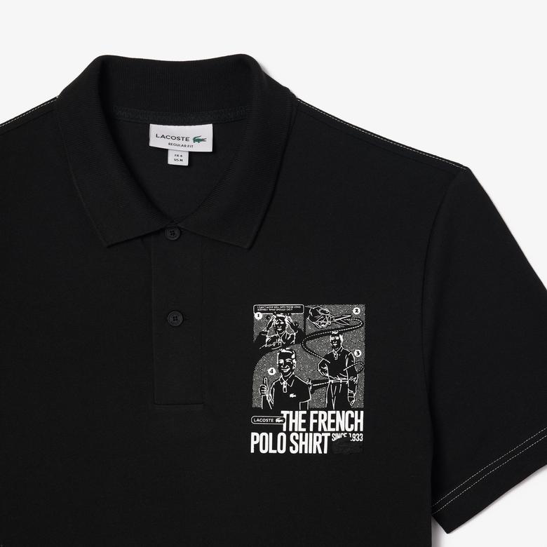 Lacoste Erkek Regular Fit Baskılı Siyah Polo