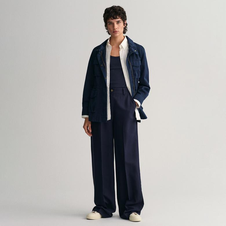 GANT Kadın Lacivert Regular Fit Fermuarlı Ceket