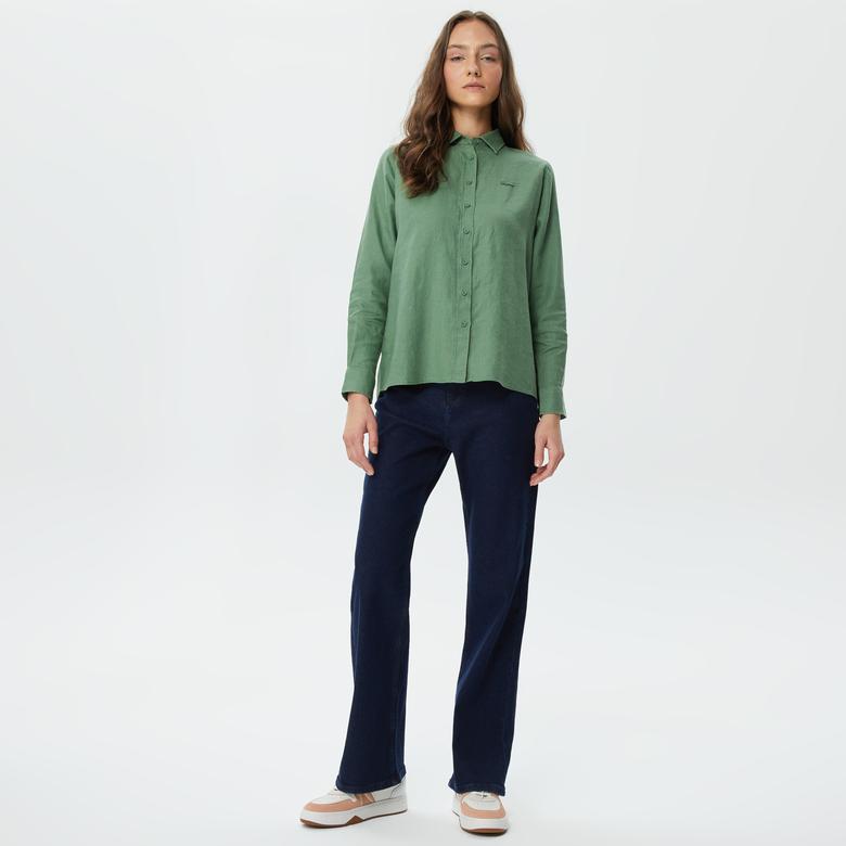 Lacoste Kadın Relaxed Fit Yeşil Gömlek
