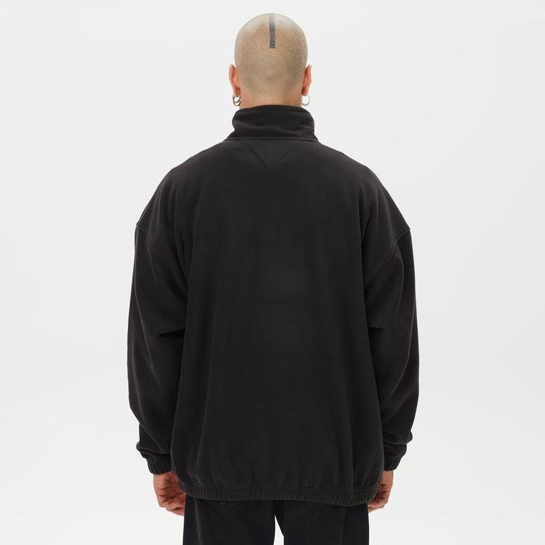 Tommy Hilfiger Oversize Fabric Mix /2 Zip Polar Erkek Siyah Sweatshirt