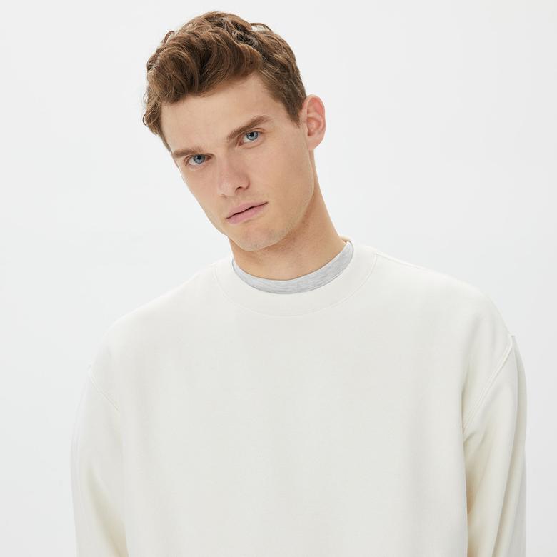 Champion Crewneck Erkek Beyaz Sweatshirt