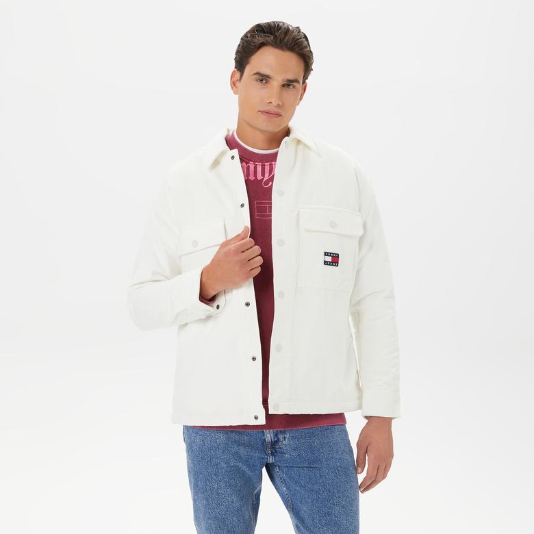 Tommy Hilfiger Sherpa Lined Cord Overshirt Erkek Beyaz Gömlek