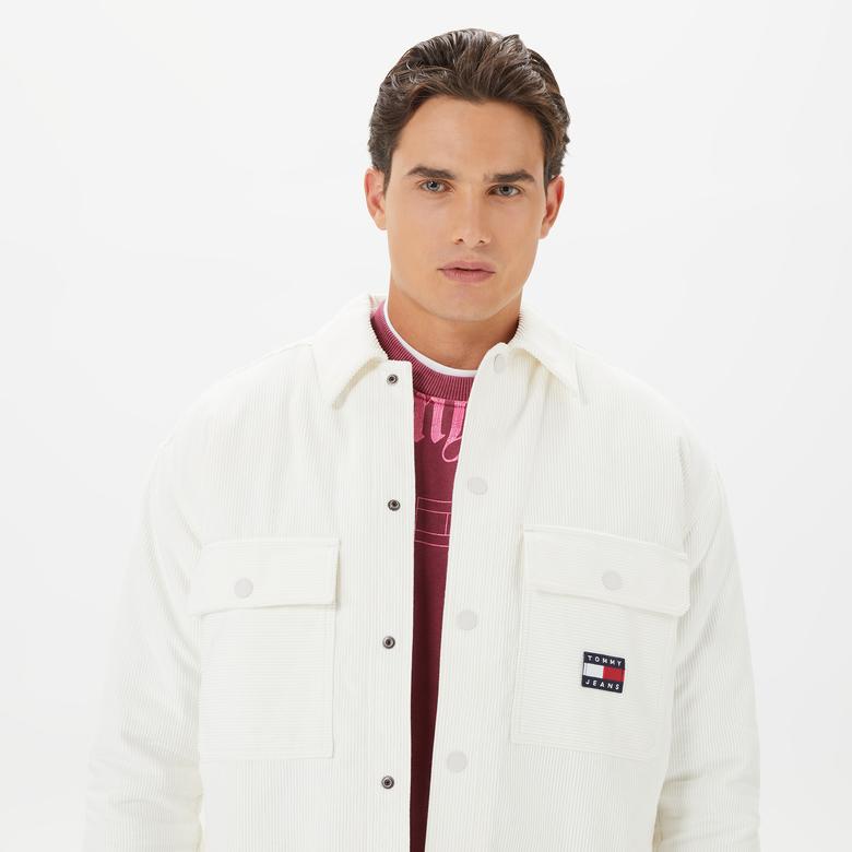 Tommy Hilfiger Sherpa Lined Cord Overshirt Erkek Beyaz Gömlek