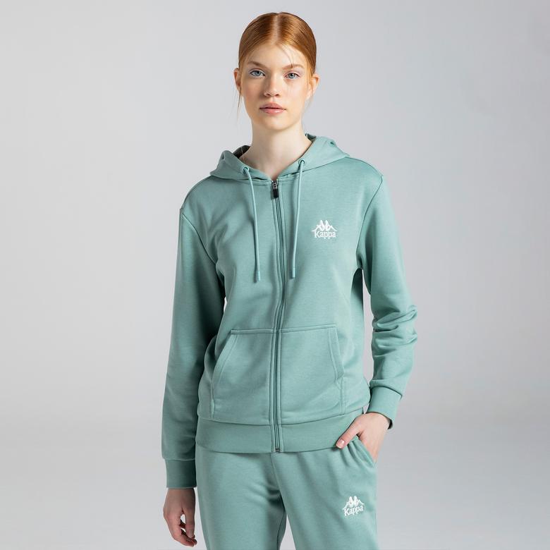 Kappa Authentic Mia Kadın Yeşil Günlük Fermuarlı Sweatshirt