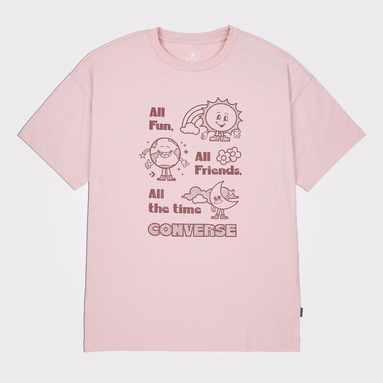Converse Oversized Fun Graphic Kadın Pembe T-Shirt