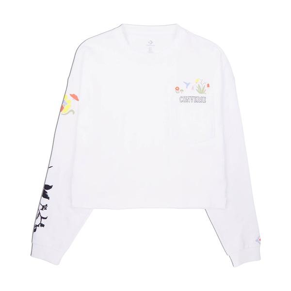 Converse Floral Long Sleeve Crew Kadın Beyaz Sweatshirt
