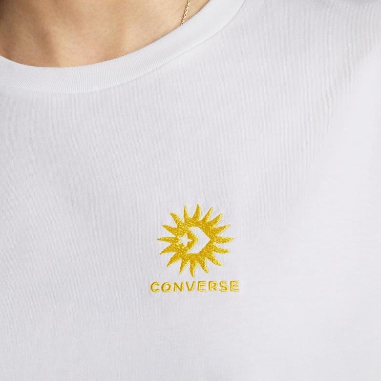 Converse Oversized Floral Graphic Crew Kadın Beyaz T-Shirt