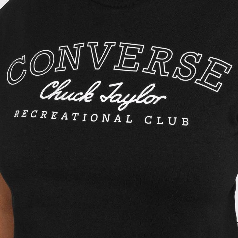 Converse Retro Chuck Taylor Cropped Kadın Siyah T-Shirt
