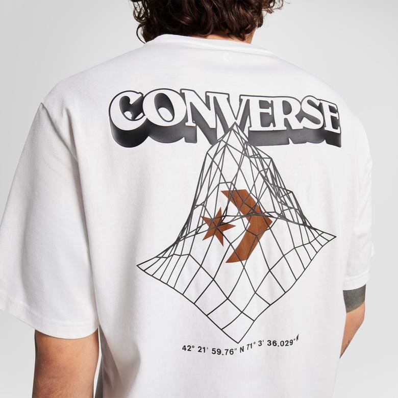 Converse Hand Drawn Mountain Graphic Erkek Beyaz T-Shirt