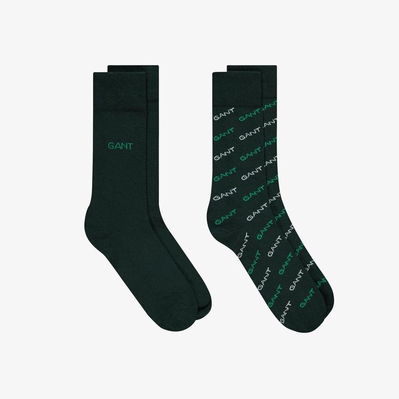 GANT Unisex Yeşil 2'li  Logolu Çorap