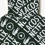 Lacoste x Netflix Erkek Loose Fit Kapüşonlu Baskılı Yeşil Sweatshirt
