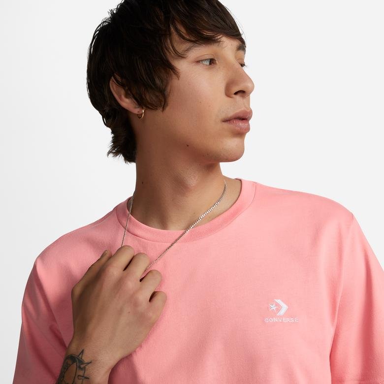 Converse Go-To Embroidered Star Chevron Unisex Pembe T-Shirt