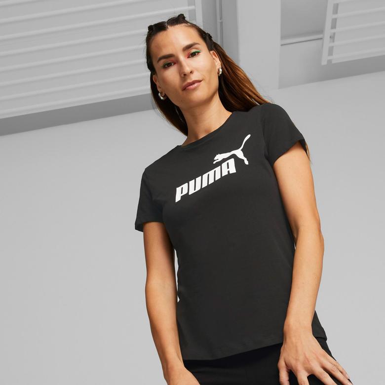 Puma Ess Logo Kadın Siyah T-Shirt
