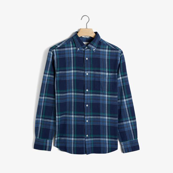 GANT Erkek Lacivert Regular Fit Düğmeli Yaka Kareli Gömlek