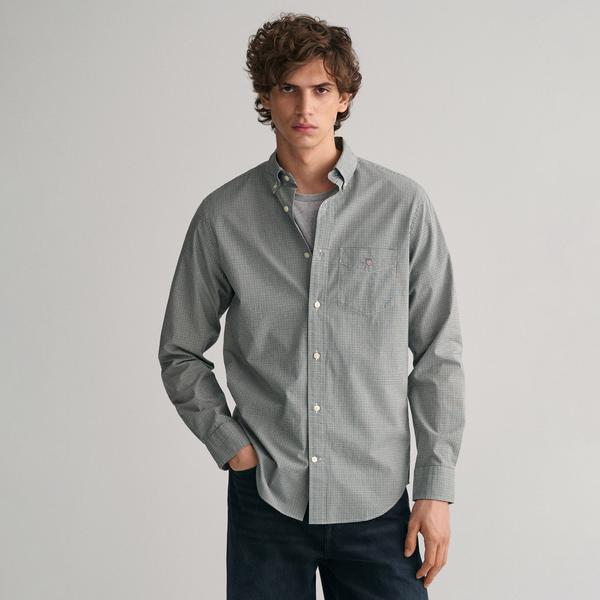 GANT Erkek Yeşil Regular Fit Düğmeli Yaka Kareli Gömlek