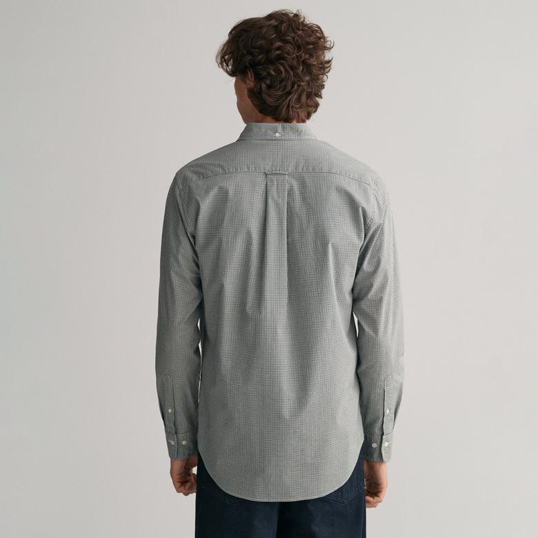 GANT Erkek Yeşil Regular Fit Düğmeli Yaka Kareli Gömlek