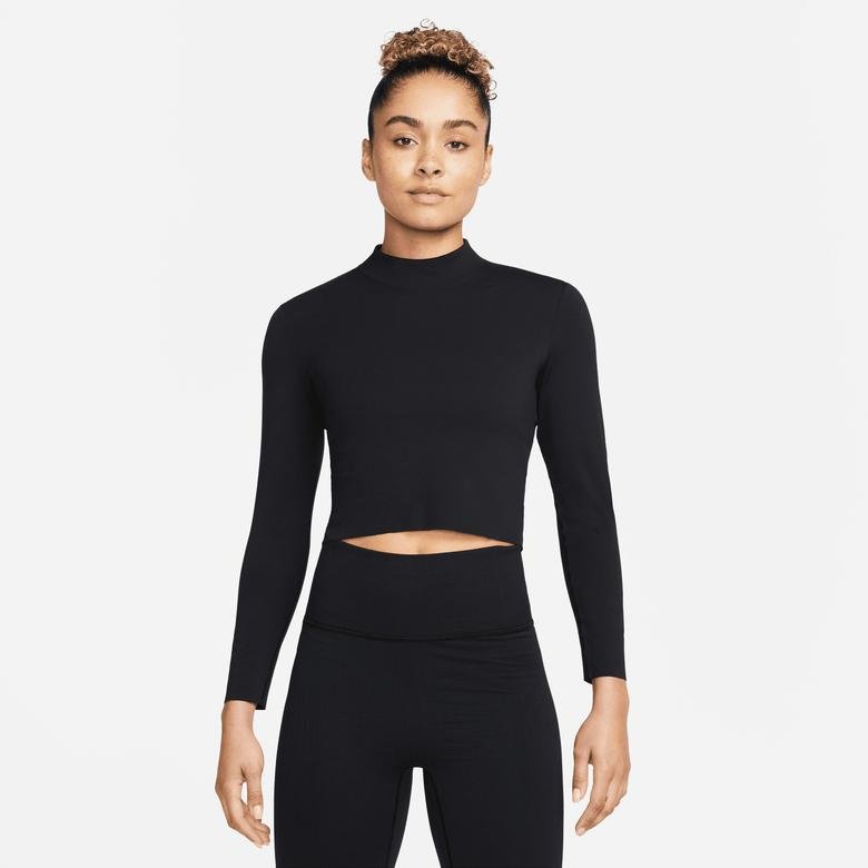 Nike Yoga Dri-FIT Luxe Crop Top Kadın Siyah Uzun Kollu T-Shirt