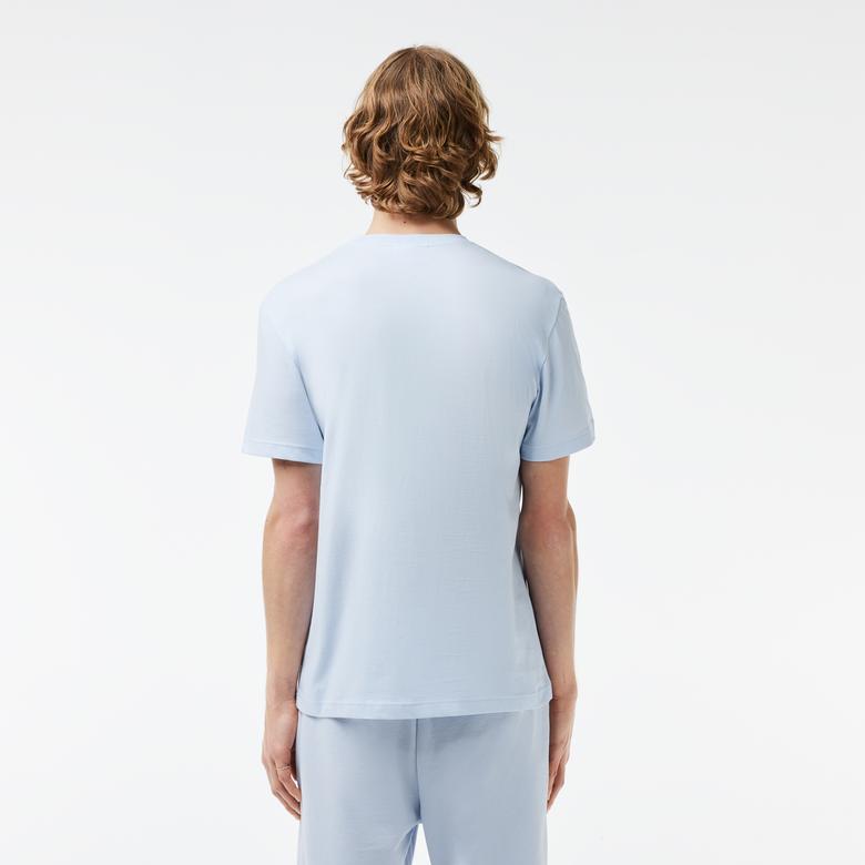 Lacoste Erkek Regular Fit Bisiklet Yaka Baskılı Açık Mavi T-Shirt