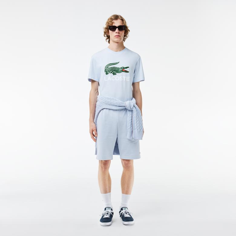 Lacoste Erkek Regular Fit Bisiklet Yaka Baskılı Açık Mavi T-Shirt
